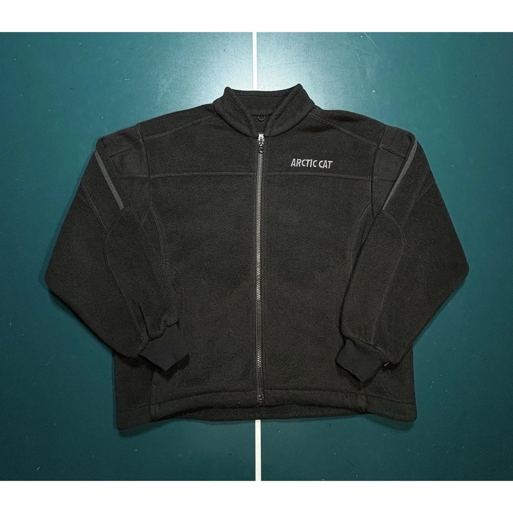 Vintage Arcticwear Artic Cat Fleece Full Zip Jacket Men Medium Black Embroidered